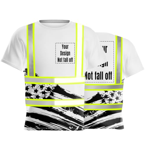 Hi-Vis Safety T-Shirt Customize Logo US Flag Reflective Security Shirts Team Work Uniform