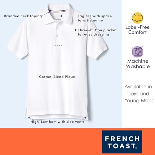 Boys' Short Sleeve Pique Polo Uniform Shirt (Standard & Husky)