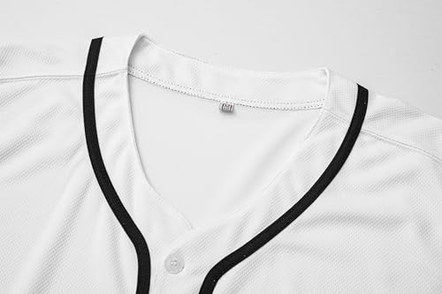 Womens Button Down Baseball Jersey, Blank Softball Team Uniform, Hip Hop Hipster Short Sleeve Active Shirts