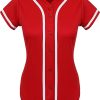 Women’s Baseball Jersey Shirt – Button Down Short Sleeve Team Uniform Top for Sports, Events, or Casual Wear
