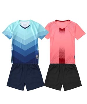 Boy's 2-Pack Soccer Jersey and Short Sets Quick Dry Sports Team Training Uniform Knit