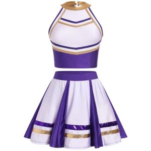 Cheerleader Costume for Women Girls Cheer Outfit Adult Cheerleading Uniform Tank Tops + Pleated Skirt 2pcs Set