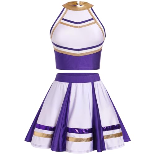 Cheerleader Costume for Women Girls Cheer Outfit Adult Cheerleading Uniform Tank Tops + Pleated Skirt 2pcs Set