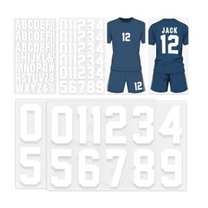 41In2nwhEWL.jpg 218 Pcs Heat Transfer Letters and Numbers Set - 8" & 2.5" Numbers, 2" Letters Iron on Vinyl Stickers for Clothing, Uniforms |