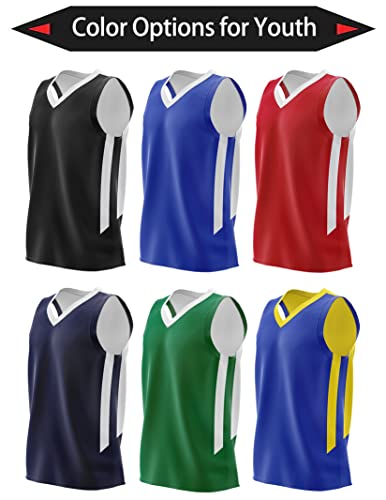 Youth Boys Reversible Mesh Performance Athletic Basketball Jerseys Blank Team Uniforms for Sports Scrimmage