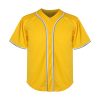 Youth Baseball Jersey Kids Button Down Short Sleeve Solid Color T-Shirt for School, PE, League Team Uniform