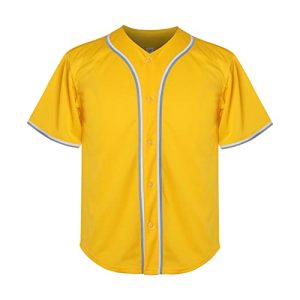 Youth Baseball Jersey Kids Button Down Short Sleeve Solid Color T-Shirt for School, PE, League Team Uniform