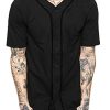 Mens Baseball Button Down Jersey Hipster Hip Hop T Shirts