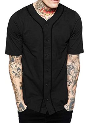 Mens Baseball Button Down Jersey Hipster Hip Hop T Shirts