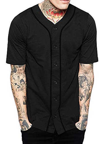 Mens Baseball Button Down Jersey Hipster Hip Hop T Shirts