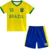 Kids' Argentina Portugal National Team Soccer Jersey Set Number 10 7, Youth Football Shirt Shorts for Training Match