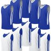 10 Pack Youth Boys Reversible Mesh Performance Athletic Basketball Jerseys Blank Team Uniforms for Sports Scrimmage Bulk