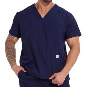 Scrub Tops for Men - V-Neck Scrubs with 3 Pocket Men's Overalls, for Nurse, Dentist, Vets, Team