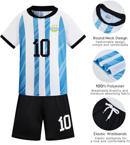 Boys' Soccer Jersey Youth Football Uniform Sports Shirt Kit for Kids Age 4-14,Soccer Birthday Gift