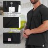 Men's Scrubs Top, Reinforced Chest Pocket & Hem, Stretch V-Neck Work Shirt, Moisture-Wicking & Anti-Wrinkle