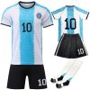 Argentina Soccer Jersey for Kids Boys Girls HOM Jersey Kit Youth Football Team Uniform Sports Fan Shirts Set