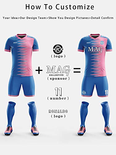 Kids Customize Soccer Jersey with Short, Boys Girls Personalized Name Team Outfit, Custom Made Futbol Uniform