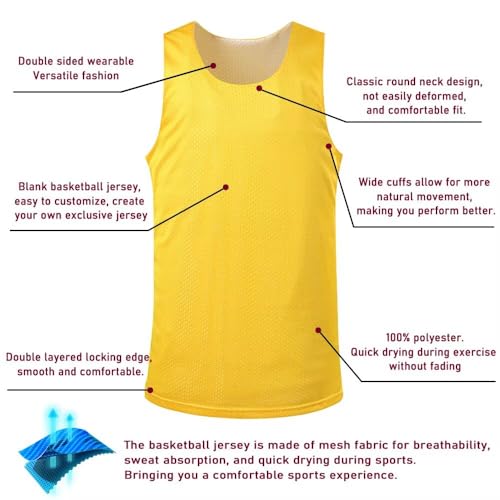 Men's Reversible Basketball Jersey Uniform Suit Blank Mensh Jersey Team Custom Basketball Shirts and Shorts