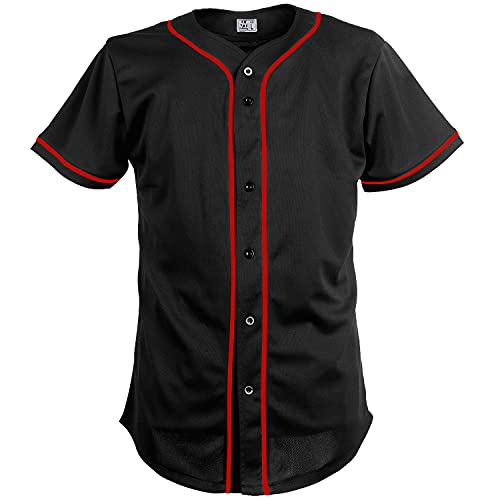 Black Custom Baseball Jersey for Men Full Button Mesh Embroidered Team Name & Numbers S-8XL