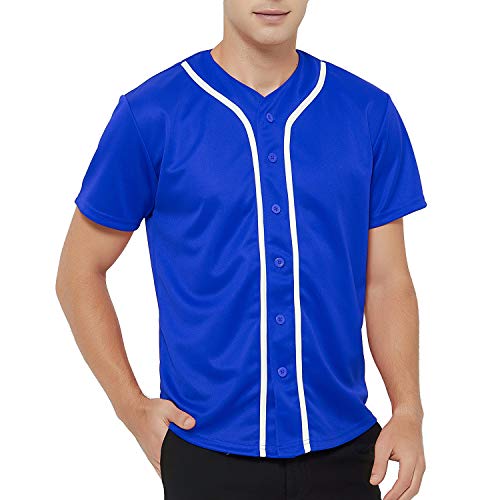 Men's Baseball Jersey Plain Button Down Shirts Team Sports Uniforms