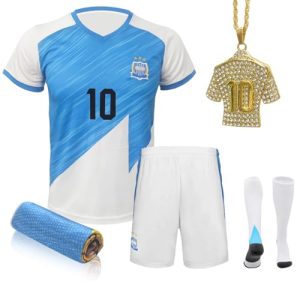 Soccer Jerseys Sports Team Training Uniform Boys and Girls Youth Shirts with socks and necklaces,Cooling Towel.