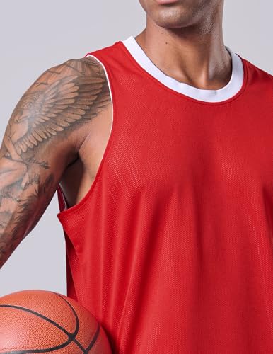1 Set of Men's Reversible Basketball Jersey and Shorts, Double-Sided Custom Athletic Uniforms for Team Sports Practice