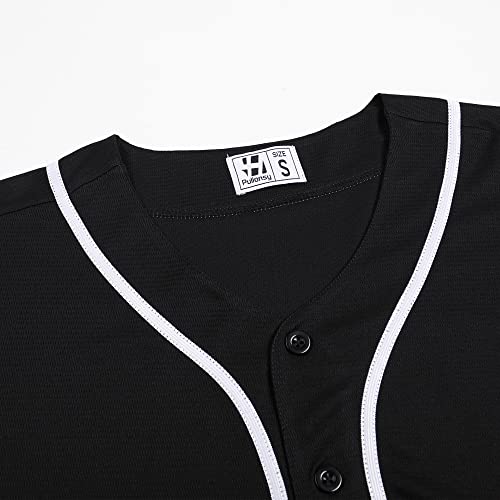 Blank Baseball Jersey for Men Women Full Button Up Short Sleeves Shirts Hip Hop Hipster Sports Uniforms