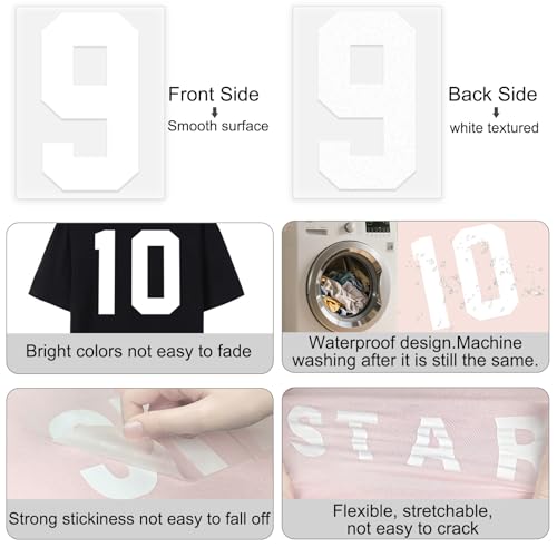 218 Pcs Heat Transfer Letters and Numbers Set - 8" & 2.5" Numbers, 2" Letters Iron on Vinyl Stickers for Clothing, Uniforms |