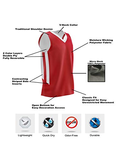 Reversible Men's Mesh Athletic Basketball Jersey Single for Team Scrimmage