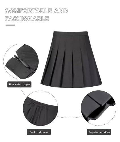 Womens Girls Pleated Tennis Skirts High Waisted A-line Skirt School Uniform Athletic Golf Skorts with Shorts,2T-4XL