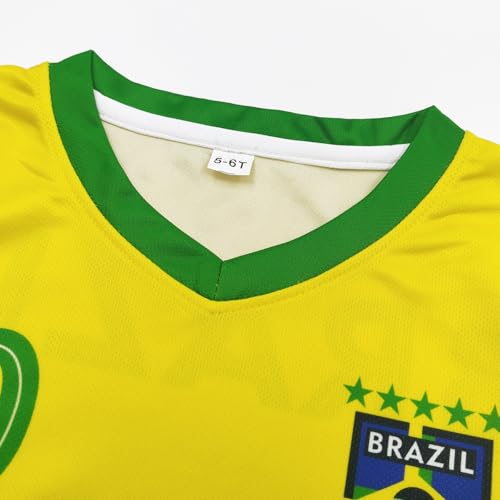 Kids' Argentina Portugal National Team Soccer Jersey Set Number 10 7, Youth Football Shirt Shorts for Training Match