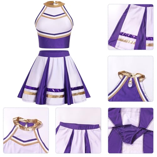 Cheerleader Costume for Women Girls Cheer Outfit Adult Cheerleading Uniform Tank Tops + Pleated Skirt 2pcs Set
