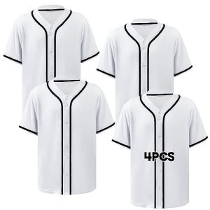 4 Pcs Baseball Jersey Men Jersey Blank Plain Button Down Baseball Jersey Short Sleeve Jersey Team for Hipster