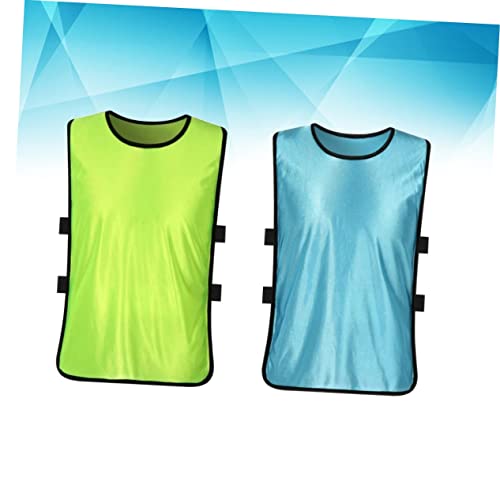 12PCS Adult Football Basketball Training Vests Xl Fluorescent Blue Mesh Sleeveless Shirts for Summer Sports Practice Lightweight