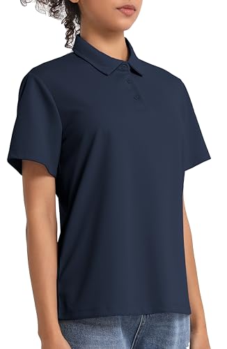 5 Pack Women's Polo Shirts Short Sleeve 3 Buttons Collared Uniform Tops Moisture-Wicking T-Shirts for Work & Casual
