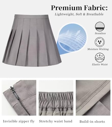 Women Pleated Skirt Tennis Golf Skorts with Lining Shorts Athletic Pleated Skirts for Women