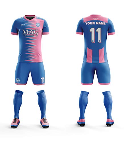 Kids Customize Soccer Jersey with Short, Boys Girls Personalized Name Team Outfit, Custom Made Futbol Uniform