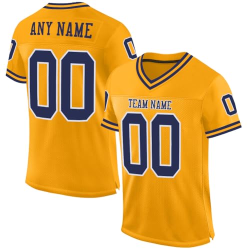 Custom Football Jersey Uniform, Gold Collection, Personalized Stitched Printed Team Name, Number for Men Women Youth