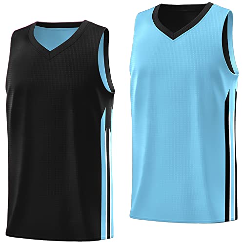 Men's Blank Reversible Basketball Jersey Team Uniform Athletic Hip Hop Basketball Shirts S-4XL