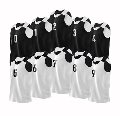 Reversible Basketball Jersey Team Set for Men with Numbers | Complete Team Set for Games or Scrimmage | Black and White |