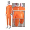 Adult Men Orange Tracksuit Uniform Sports Suit Zipper Jacket Top Sportswear with Glasses Wig