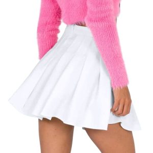 White Mini Skirt Pleated Tennis Skirts Skorts High Waisted Womens' Novelty Skirts for Women with Shorts 3XL