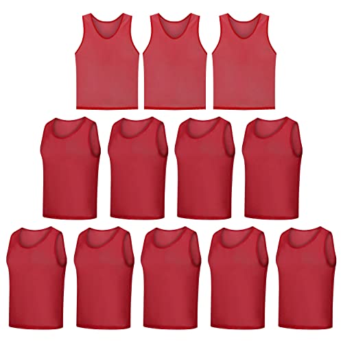 12 Pack Scrimmage Vest/Team Training Jerseys/Sports Pinnies/Practice Jerseys/Soccer Bibs with Carry Bag