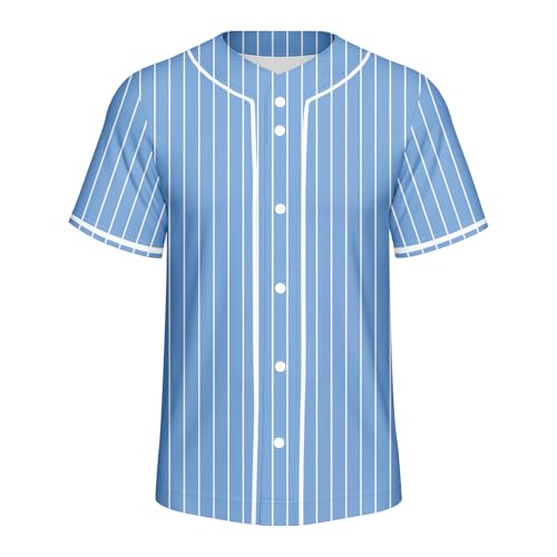 41eXz4X2ZZL.jpg Men Baseball Jersey Solid Shirts Plain Casual Button Down Short Sleeves T-Shirt Sports Uniform S-2XL