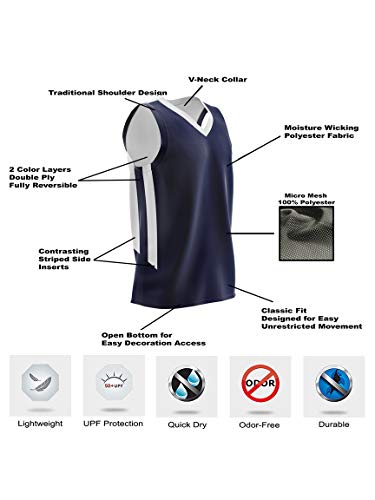 Youth Boys Reversible Mesh Performance Athletic Basketball Jerseys Blank Team Uniforms for Sports Scrimmage