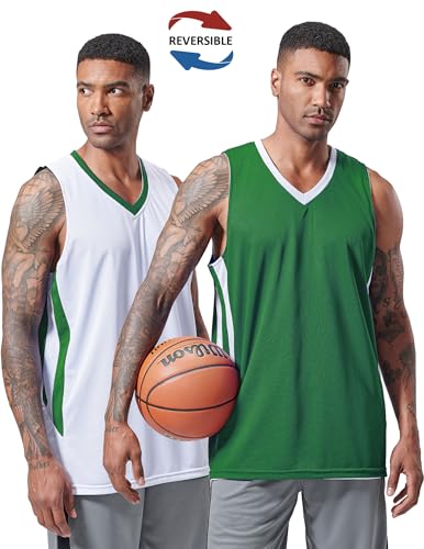 41fGAw-POtL.jpg 10-Pack Men's Reversible Custom Basketball Jerseys, Plain Mesh Athletic Sleeveless Shirts Blank Team Uniforms Set