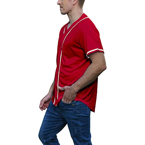 Men Baseball Jersey Button Striped T Shirts Sports Uniform Jersey Active Short Sleeve Tee Team Clothing