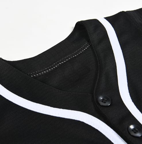 Kids Baseball Jersey Button Down Hip Hop Personalized Sport T Shirts Tops Baseball Shirt for Boys Girls Toddler 2T-12Y