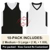 10-Pack Men's Reversible Custom Basketball Jerseys, Plain Mesh Athletic Sleeveless Shirts Blank Team Uniforms Set