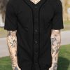 Mens Baseball Button Down Jersey Hipster Hip Hop T Shirts